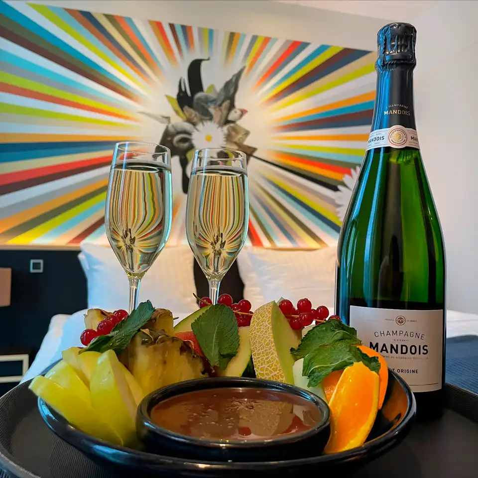 Mandois Champagne, chokolade & frugt